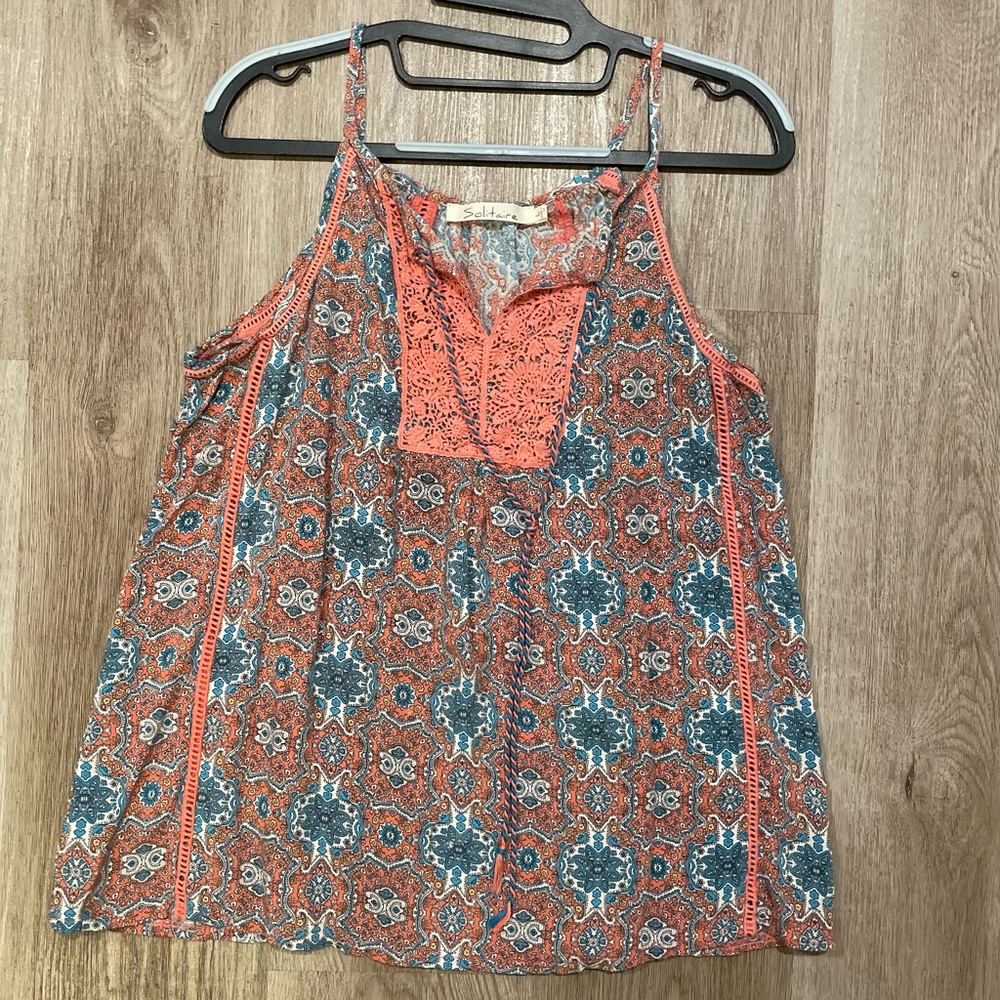 Solitaire Women's Camisole - Blue and Orange Pattern